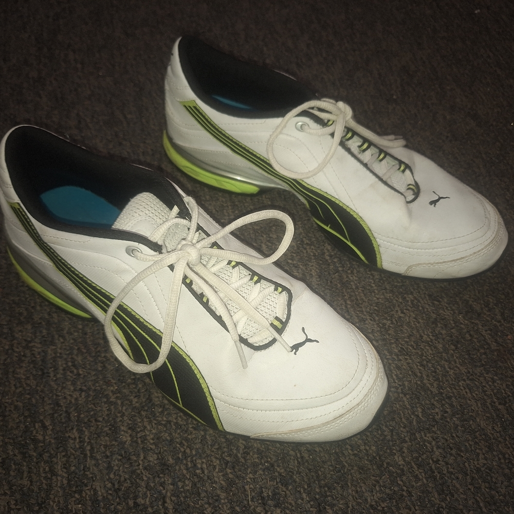 Puma Men's Size 11 White and Green Shoes
